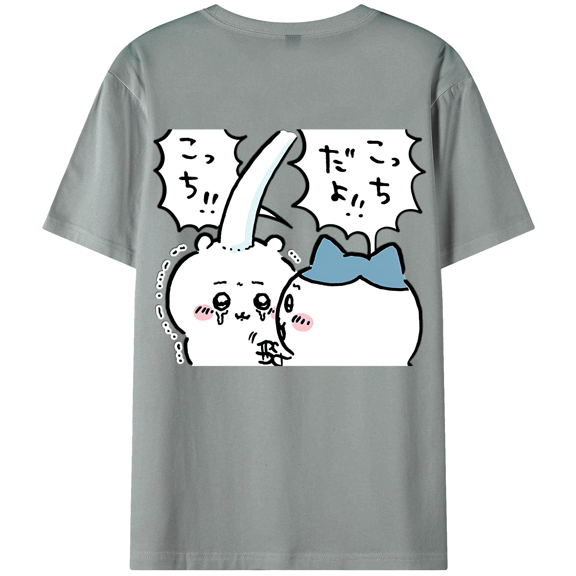 （画像用） ちいかわ ハチワレ Chii-kawa hachiware 綿100％ メンズ半袖Tシャツ（バックプリント） 通気性